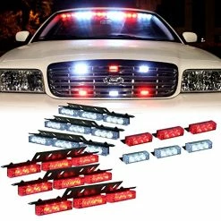 Best Sale ✨ Red White 54X LED Flashing Emergency Warning Light For Dash Visor Deck Grille - Interior Strobe Lights For Volunteer Firefighter Vehicles Amber/white ????