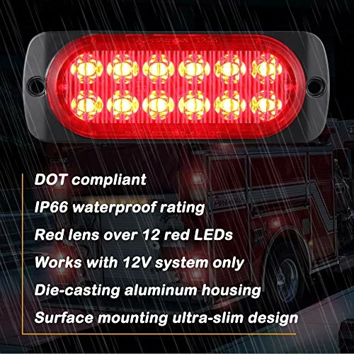 Brand new ???? Pack Of 2 Aluminum Housing Red LED Trailer Stop Brake Turn Tail Lights, DOT Compliant Waterproof Surface Mount Lighting For Truck Tractor Jeep RV ???? 4 Brand new ???? Pack Of 2 Aluminum Housing Red LED Trailer Stop Brake Turn Tail Lights, DOT Compliant Waterproof Surface Mount Lighting For Truck Tractor Jeep RV ???? - Image 2
