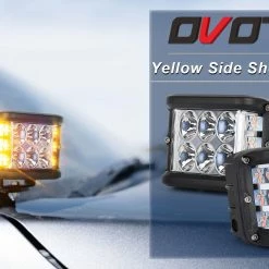 Wholesale ???? Side Shooter, OVOTOR LED Pods Light 4 Inch Off Road Dual Side Yellow DRL With Flash Strobe Function Driving Flood Spot Cube Work Light Bar For Jeep Truck ATV Boat Red ???? -Govee-shop 71d6OOPwVHL